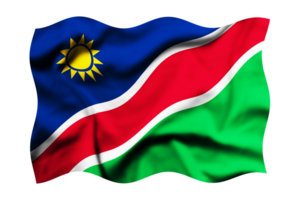 Waving the flag of Namibia on a transparent background. 3d rendering png