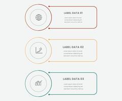 vertical timeline milestone infographic template banner with outline box and circle with arrow thin line with 3 point list information for slide presentation free vector