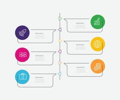 Modern infographics template. Timeline process with 6 steps, options, circles design. free illustration vector