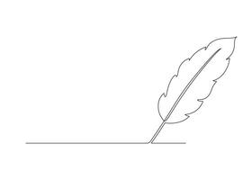 Fountain write, one continuous line drawing. Writing of feather thin stroke. Minimalism simple linear style. Study and education concept. Doodle hand drawn continuous contour. illustration vector
