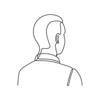 Man back view, one line continuous drawing. Confidential, private person. Anonymous head. Simple single minimalism outline style. illustration vector