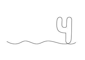 Number four, continuous one line drawing. Black hand drawn single minimalist line isolated number. line figure background vector