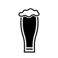 Beer in glass mug, pint alcohol with foam, black empty icon. Cold relax drink on holiday, in bar. Minimal simple design. illustration vector