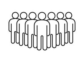 Group of people, line icon. Teamwork, crowd of person. Business communication, leader and employee connection. illustration vector