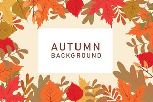 Colorful autumn background with frame of fall leaves. Autumn background, cover, sale banner, flyer design. Template for advertising, web, social media. Modern autumn template design vector