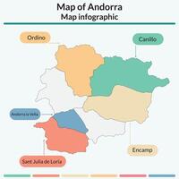 Andorra map infographic. Map of Andorra infographic vector