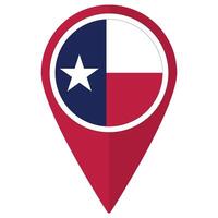 Texas flag on map pinpoint icon isolated. Flag of Texas. vector