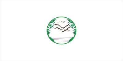 Tranquil mountain View illustrative minimal concept vector