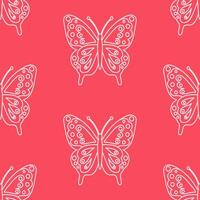 Seamless pattern of doodle butterflies on isolated background. Design for festive occasions, greeting card for Mothers day, Easter, spring and summertime, home and nursery decor, textile, paper craft. vector