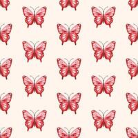 Seamless pattern of doodle butterflies on isolated background. Design for festive occasions, greeting card for Mothers day, Easter, spring and summertime, home and nursery decor, textile, paper craft. vector