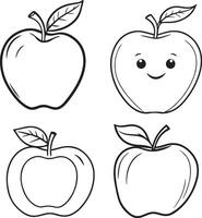 apple clip line art set vector