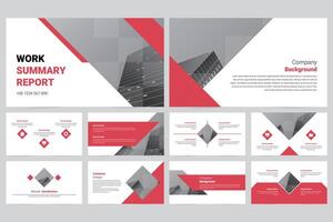 Red modern business work report slide presentation template vector