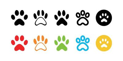 Set of Animal paw print icons. illustration in flat style vector