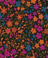 Colorful botanical seamless pattern with vibrant hand drawn small flower and tiny leaf vector