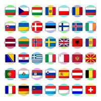 Flat cartoon of europe continent countries flags. Set of rectangular flags icons symbols signs element for map and others vector