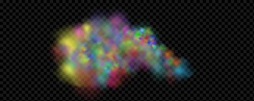 An explosion of colorful smoke clouds.Multicolor fog with blue and yellow particles.Explosions of color powder. vector
