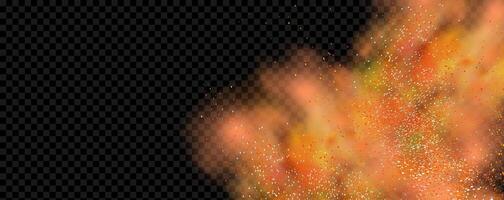 An explosion of colorful smoke clouds.Multicolor fog with blue and yellow particles.Explosions of color powder. vector