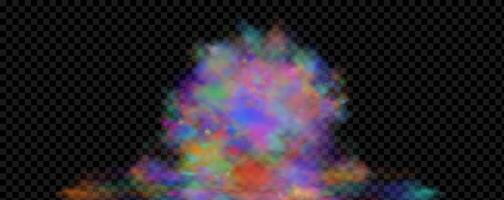 An explosion of colorful smoke clouds.Multicolor fog with blue and yellow particles.Explosions of color powder. vector