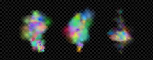 An explosion of colorful smoke clouds.Multicolor fog with blue and yellow particles.Explosions of color powder. vector