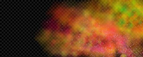 An explosion of colorful smoke clouds.Multicolor fog with blue and yellow particles.Explosions of color powder. vector