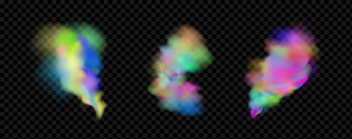 An explosion of colorful smoke clouds.Multicolor fog with blue and yellow particles.Explosions of color powder. vector