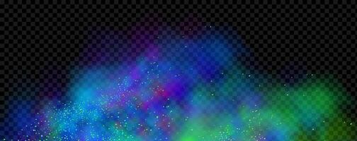 An explosion of colorful smoke clouds.Multicolor fog with blue and yellow particles.Explosions of color powder. vector