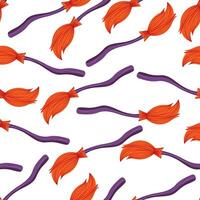 Halloween seamless pattern with witch's broom. Suitable for designing textile fabrics, wrapping paper, website wallpaper, textiles, wallpaper and clothing. vector