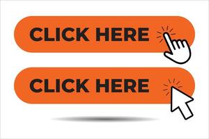 Click here button with hand pointer clicking vector