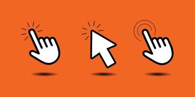 Computer mouse click cursor. Pointer cursor. Cursors icons click set. Clicking cursor, pointing hand clicks icons. vector