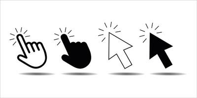Computer mouse click cursor. Load symbol. Pointer cursor and loading icon. Cursors icons click set. Clicking cursor, pointing hand clicks icons. vector