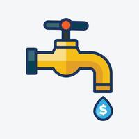 Water Faucet With Dollar Dripping vector