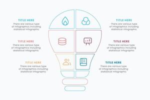 Idea light bulb infographic template for growth diagram, graph, presentation, chart. Business startup idea lamp concept with 6 options vector