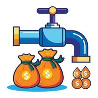 Water Faucet With Dollar Dripping vector