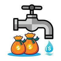 Water Faucet With Dollar Dripping vector
