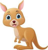 Cute little kangaroo cartoon on white background vector