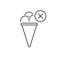Ice Cream Cone Line Icon with Topping and Sprinkles with Cancel Symbol Indicating No Ice Cream Allowed. Isolated Illustration vector