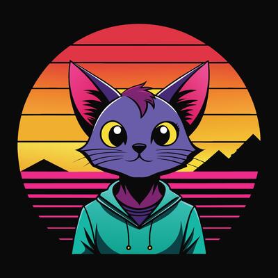 A stylish and nostalgic t-shirt design with a silhouette of an anime of cat