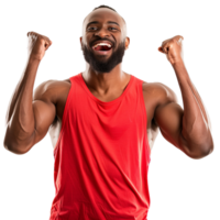 A happy athlete isolated on a transparent background, showing a joyful expression png