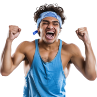 A happy athlete isolated on a transparent background, showing a joyful expression png