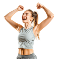 A happy athlete isolated on a transparent background, showing a joyful expression png