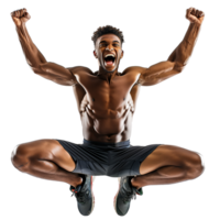 A happy athlete isolated on a transparent background, showing a joyful expression png