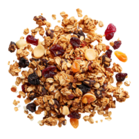 A top view of a granola, isolated on a transparent background png