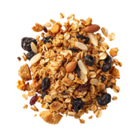 A top view of a granola, isolated on a transparent background png