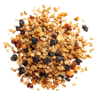 A top view of a granola, isolated on a transparent background png