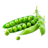 A heap of bright green peas, fresh from the pod, vivid and inviting, captured by a renowned food photographer isolated on a transparent background png
