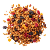 A top view of a granola, isolated on a transparent background png