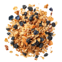 A top view of a granola, isolated on a transparent background png
