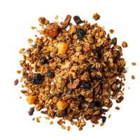 A top view of a granola, isolated on a transparent background png