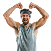 A happy athlete isolated on a transparent background, showing a joyful expression png