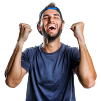 A happy athlete isolated on a transparent background, showing a joyful expression png